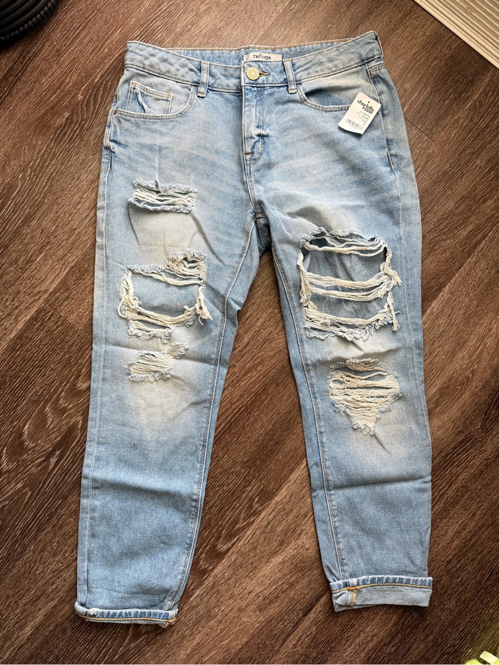 Charlotte Russe Light Blue Distressed Women’s Boyfriend Jeans